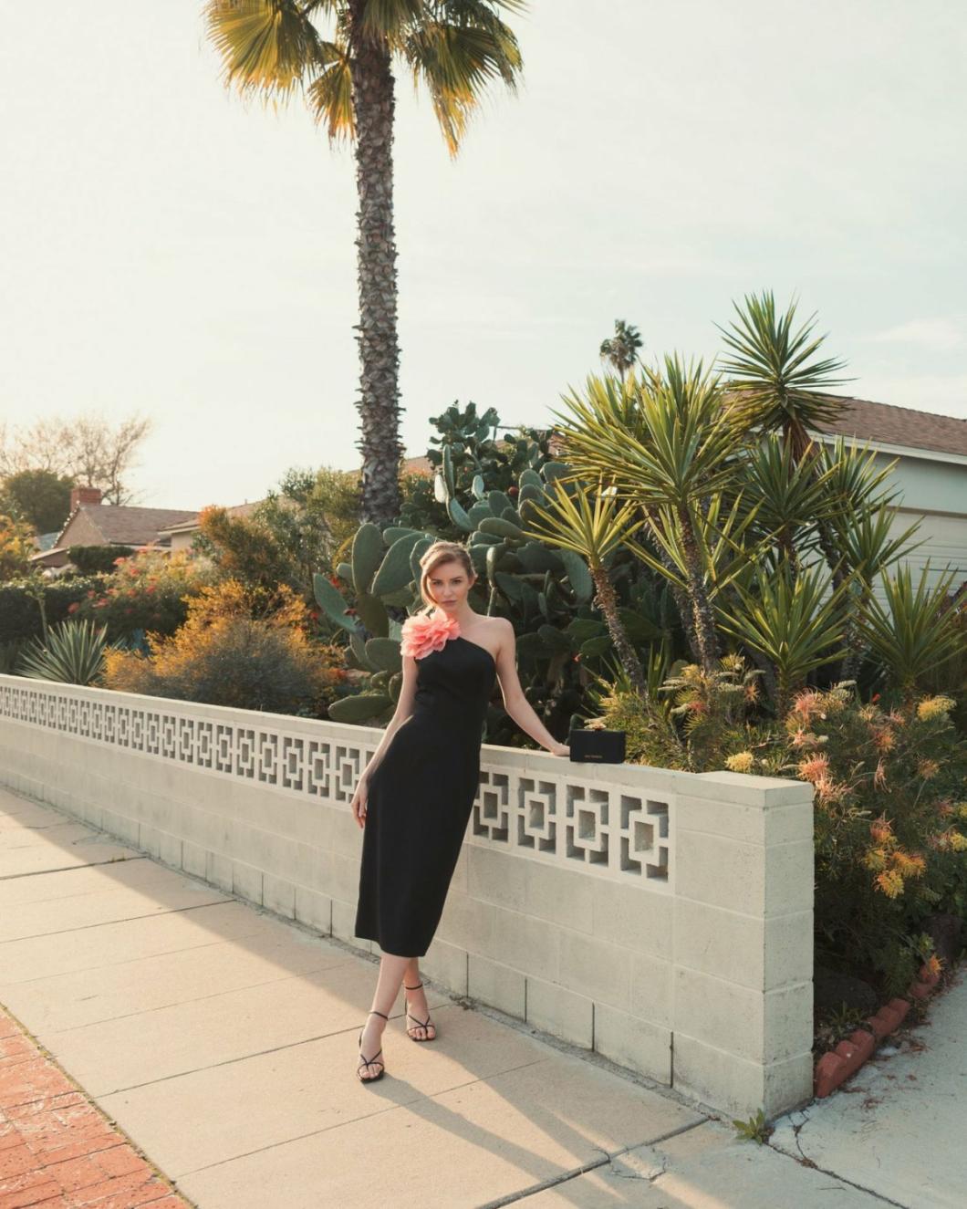 Daytime Dresses | Women Mac Duggal Crepe One Shoulder Midi Dress With Flower Black