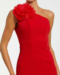 Daytime Dresses | Women Mac Duggal Crepe One Shoulder Midi Dress With Flower Cherry