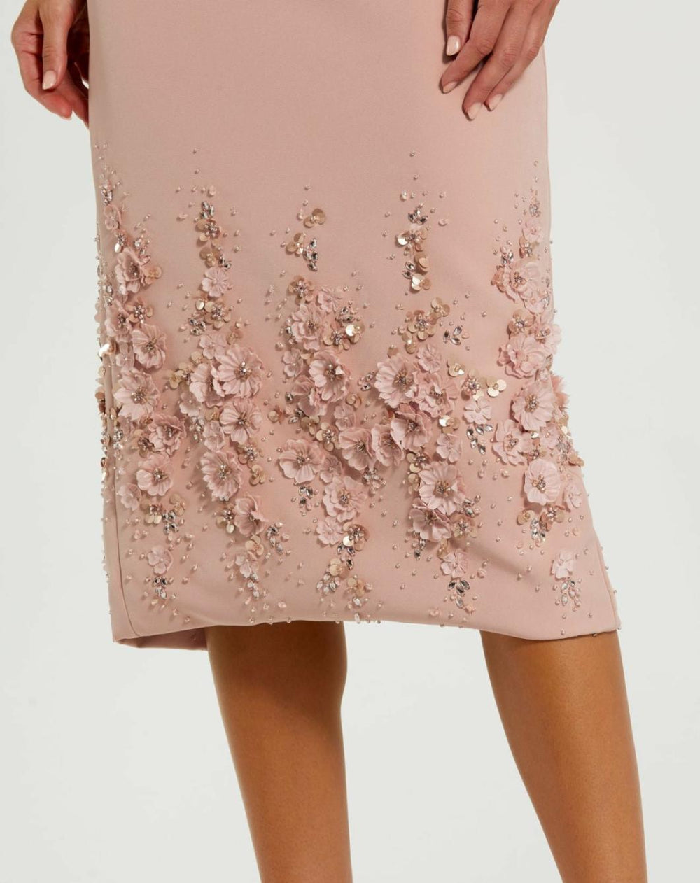 Daytime Dresses | Women Mac Duggal Crepe Sleeveless Midi Dress With Flower Beading Vintage Lilac