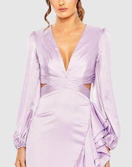 Daytime Dresses | Women Mac Duggal Cut Out Asymmetrical Ruffled Gown Lilac