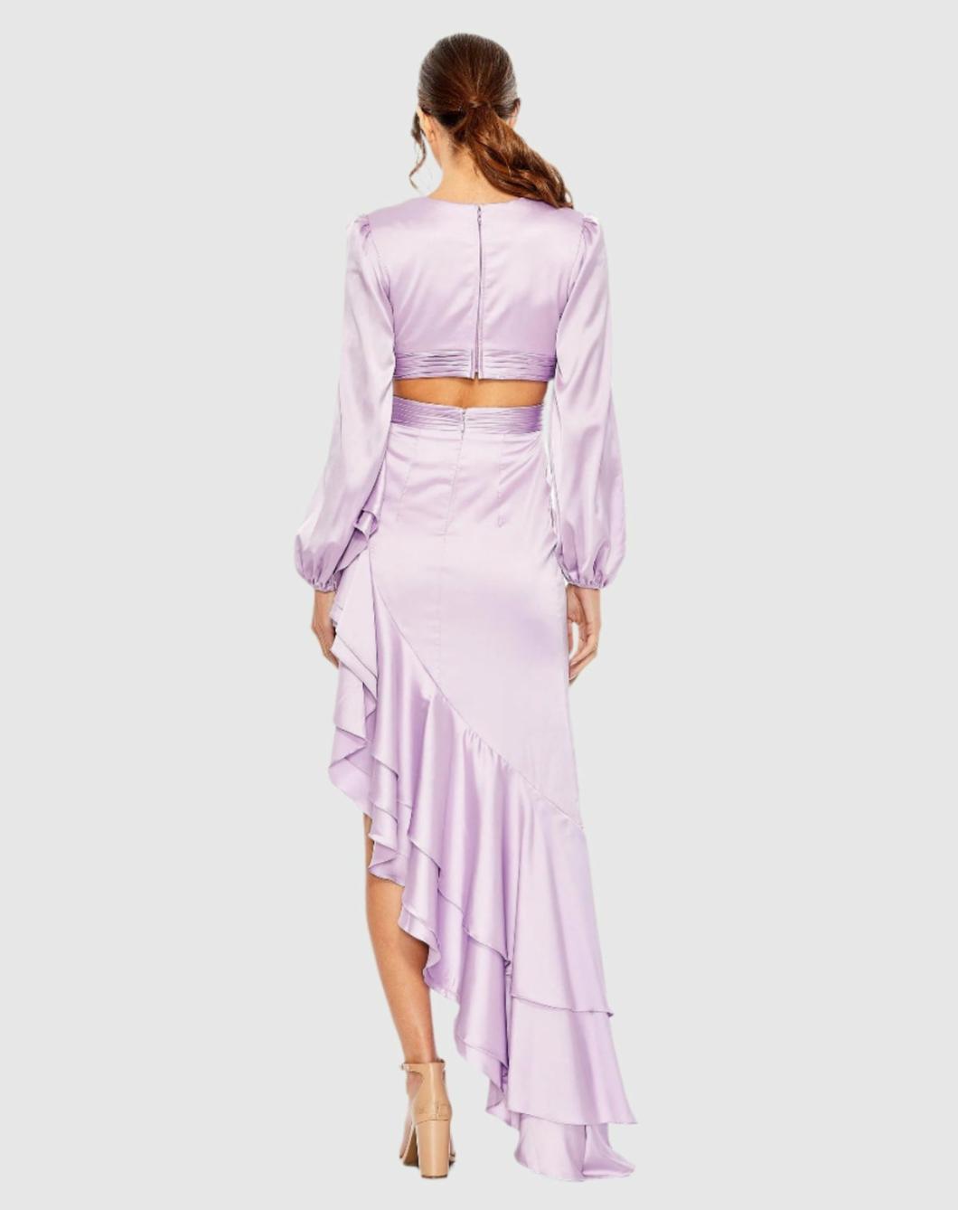 Daytime Dresses | Women Mac Duggal Cut Out Asymmetrical Ruffled Gown Lilac