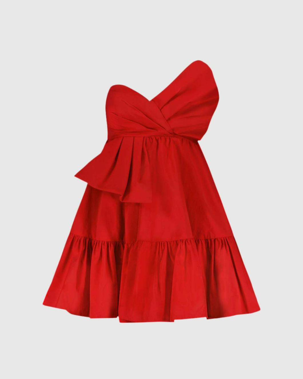 Daytime Dresses | Women Mac Duggal Faille Strapless Twist Bow Mini Dress Cherry