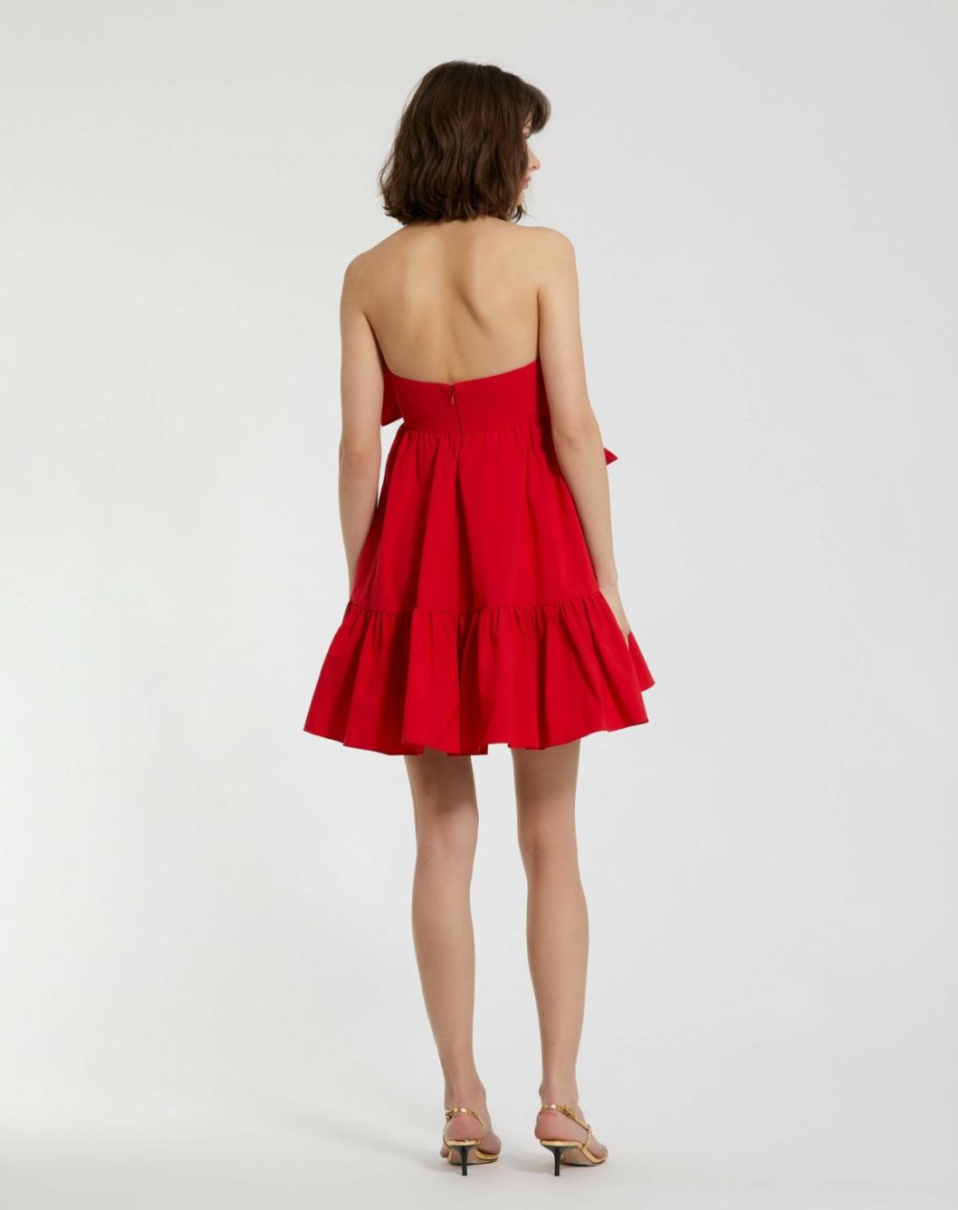 Daytime Dresses | Women Mac Duggal Faille Strapless Twist Bow Mini Dress Cherry