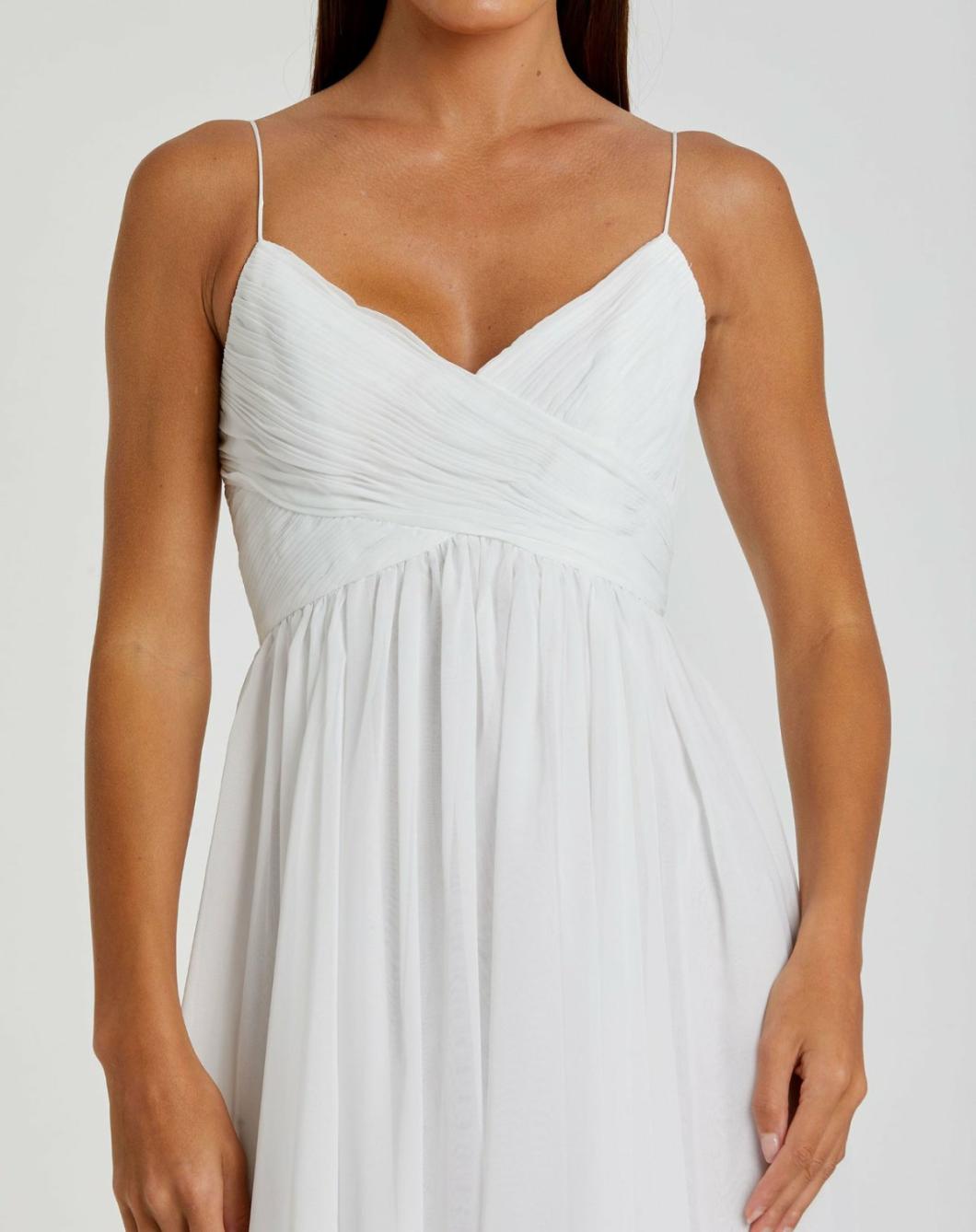Daytime Dresses | Women Mac Duggal Faux Wrap Sleeveless Flowy Midi Dress White