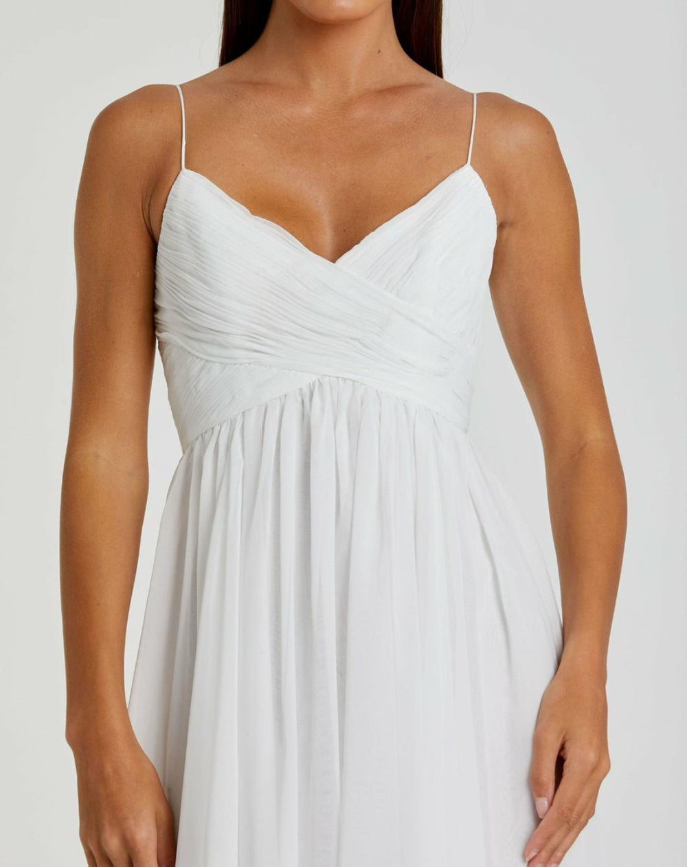 Daytime Dresses | Women Mac Duggal Faux Wrap Sleeveless Flowy Midi Dress White