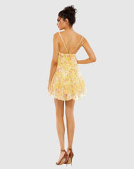 Daytime Dresses | Women Mac Duggal Floral Empire Waist Ruffled Mini Dress Lemon