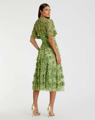 Daytime Dresses | Women Mac Duggal Floral Flutter Sleeve Mesh Print Dress Sage Multi