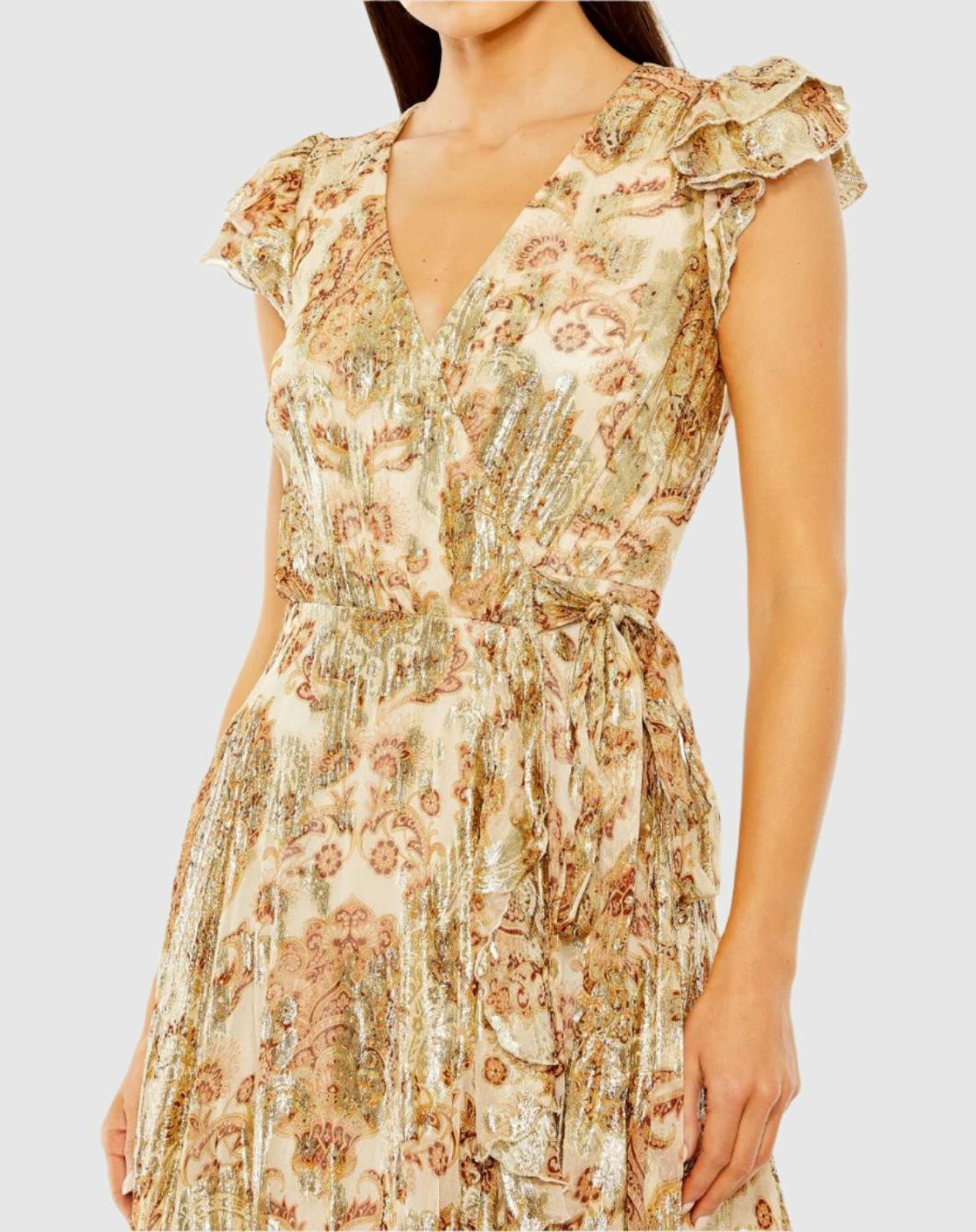 Daytime Dresses | Women Mac Duggal Flutter Sleeve Floral Wrap Dress Cream Multi