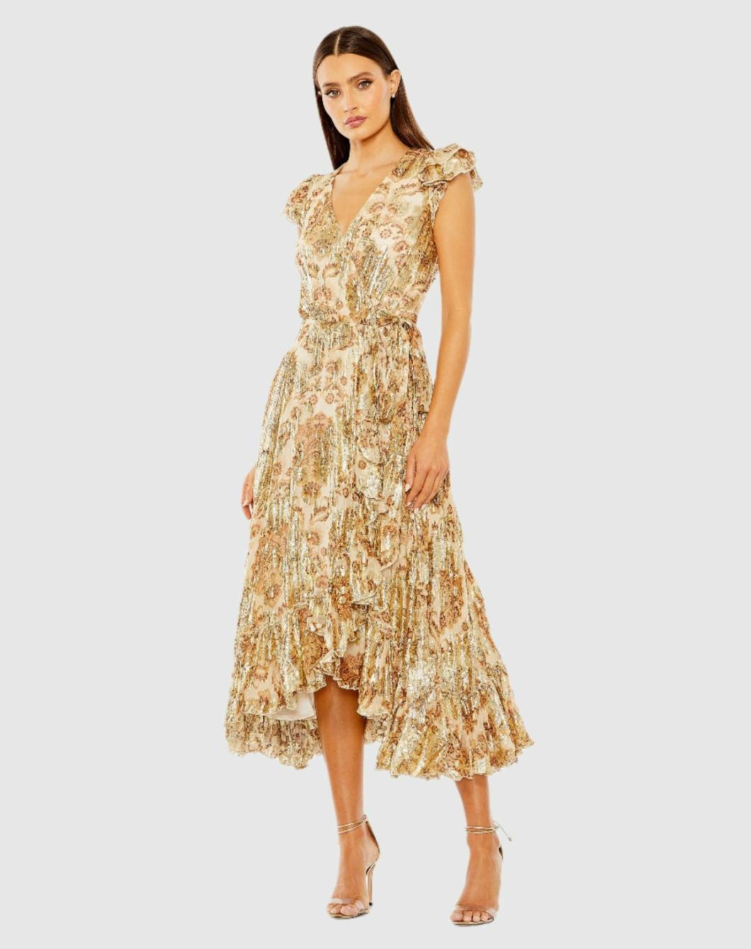 Daytime Dresses | Women Mac Duggal Flutter Sleeve Floral Wrap Dress Cream Multi