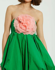 Daytime Dresses | Women Mac Duggal Green Strapless Faille Mini Dress With 3D Flower Spring Green