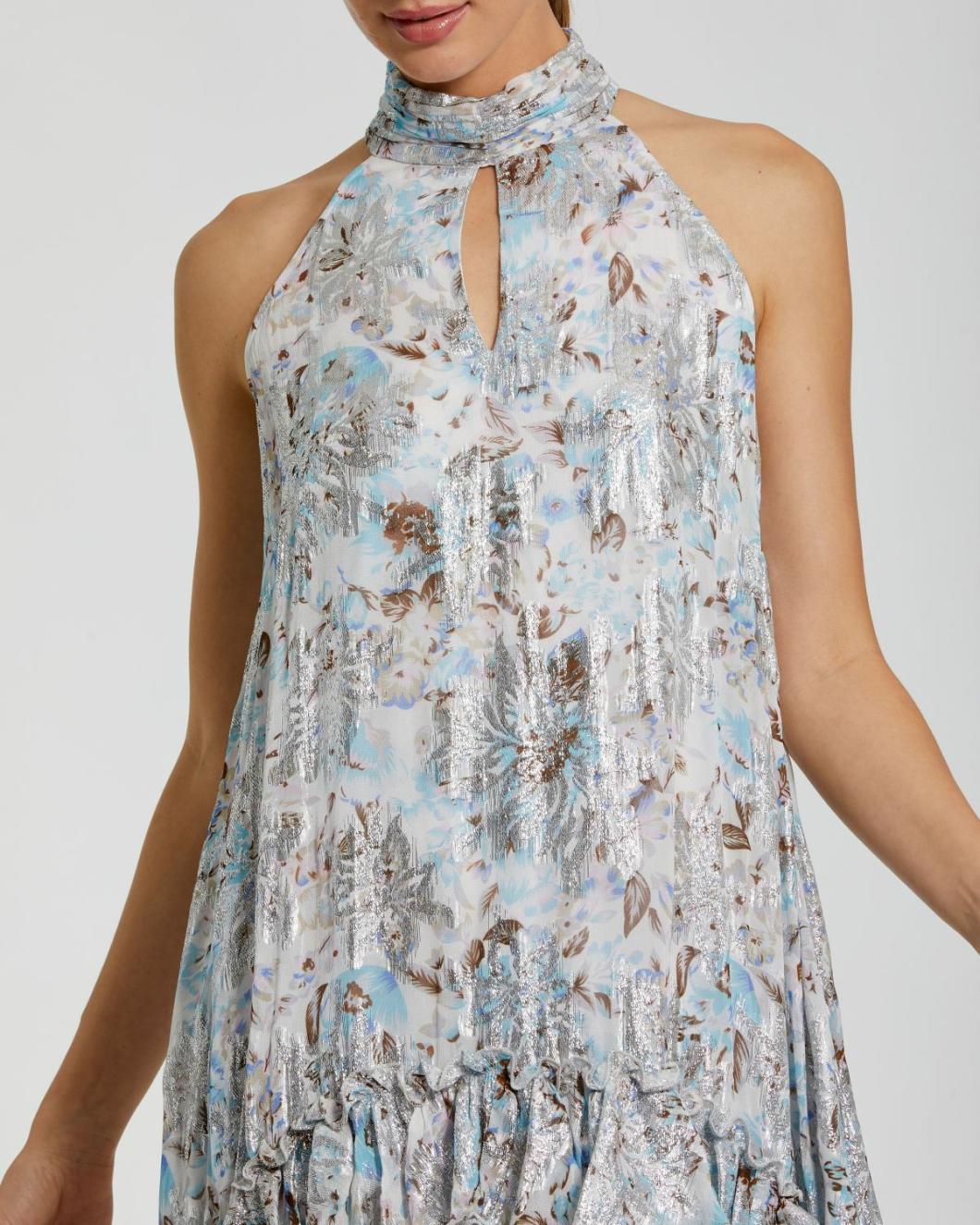 Daytime Dresses | Women Mac Duggal High Neck Keyhole A-Line Floral Ruffle Mini Dress Ivory Multi