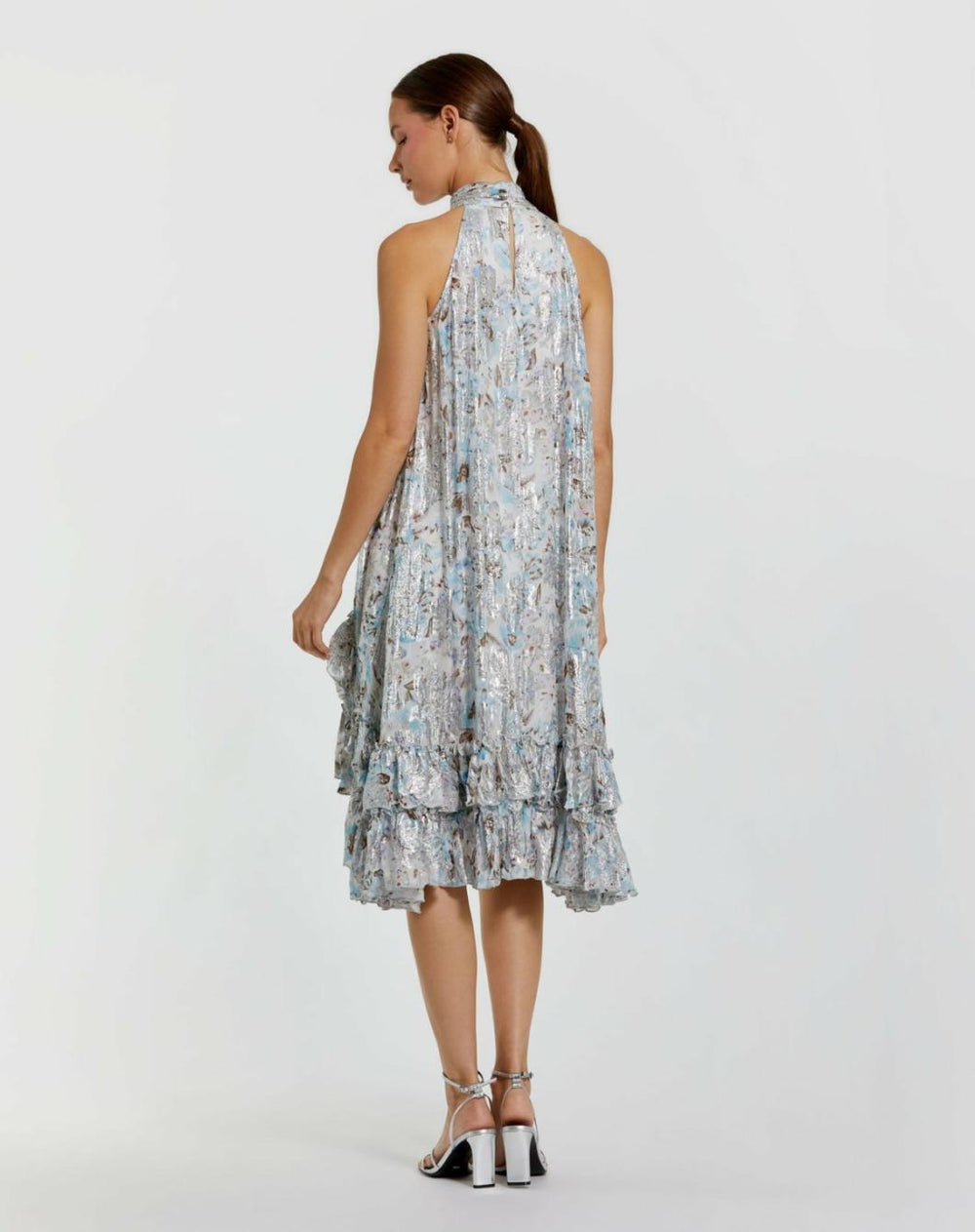 Daytime Dresses | Women Mac Duggal High Neck Keyhole A-Line Floral Ruffle Mini Dress Ivory Multi