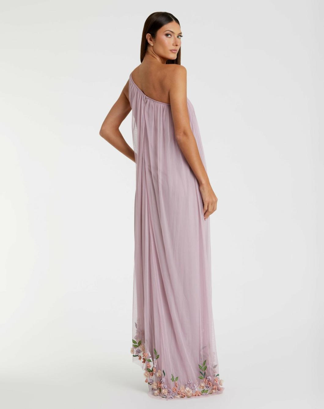 Daytime Dresses | Women Mac Duggal One Shoulder Trapeze Embellished High Low Dress Orchid Multi