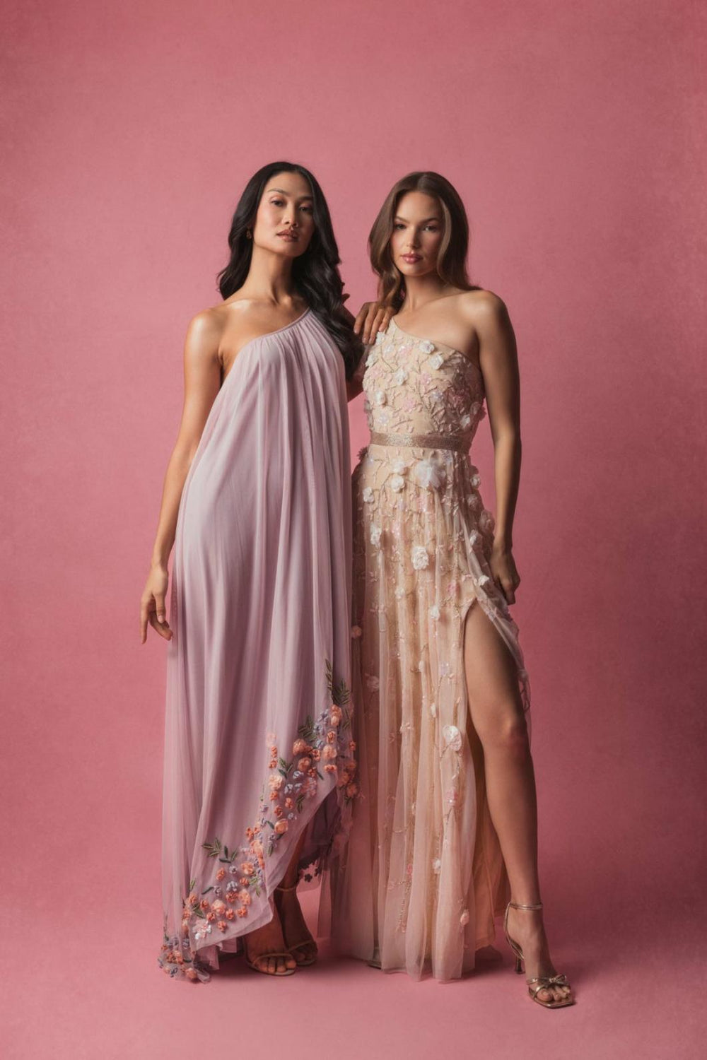 Daytime Dresses | Women Mac Duggal One Shoulder Trapeze Embellished High Low Dress Orchid Multi