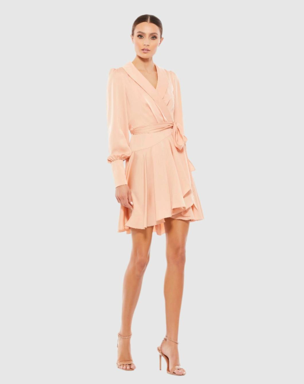 Daytime Dresses | Women Mac Duggal Pink Short Wrap Dress Salmon