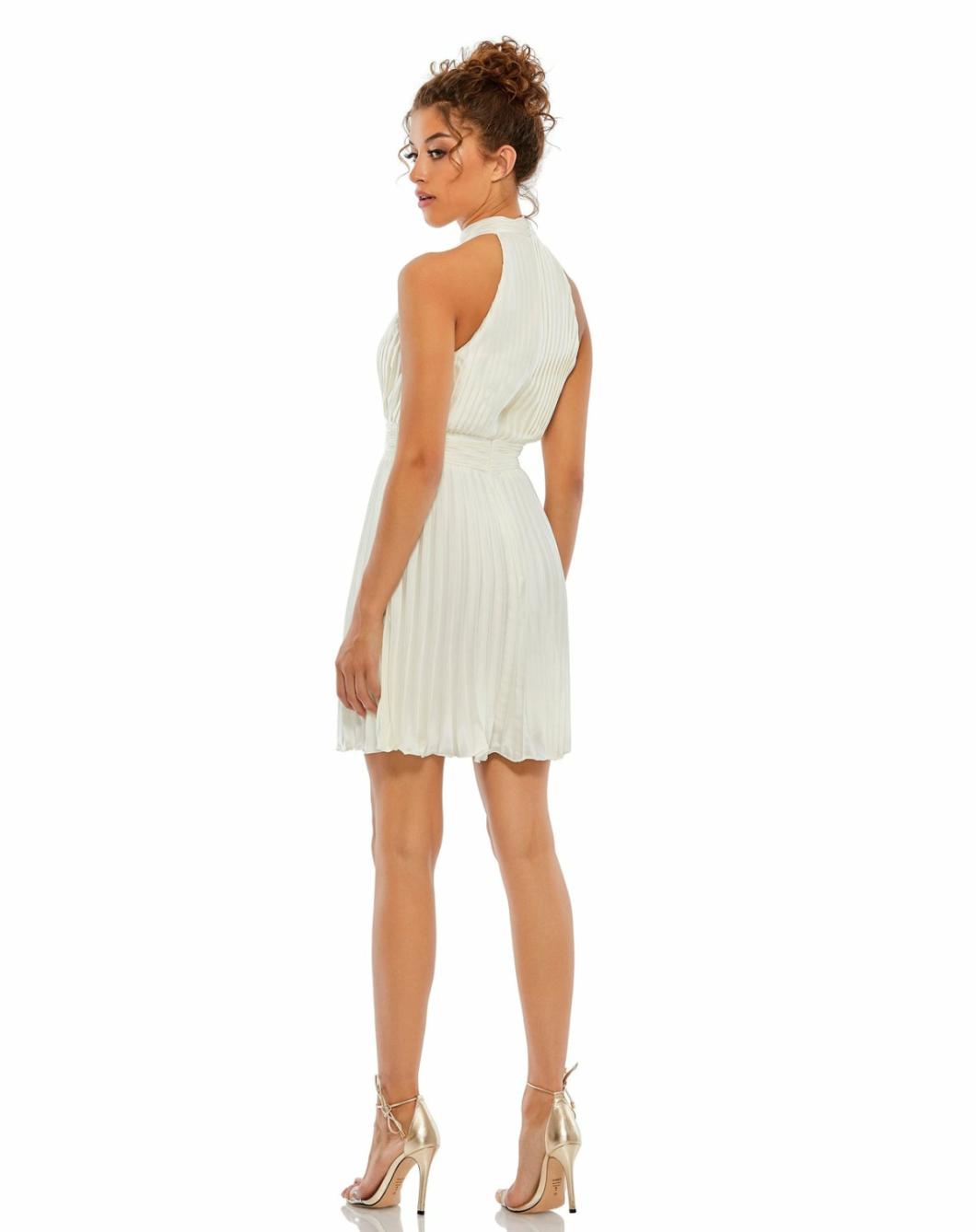 Daytime Dresses | Women Mac Duggal Pleated Halter Neck Mini Dress White