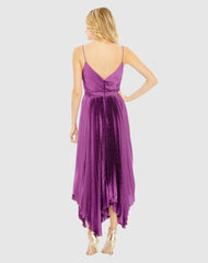 Daytime Dresses | Women Mac Duggal Pleated Satin Flowy Midi Dress Amethyst