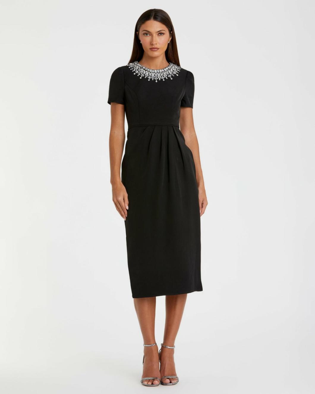 Daytime Dresses | Women Mac Duggal Rhinestone Neckline Column Dress Black