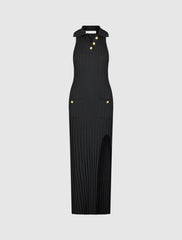 Daytime Dresses | Women Mac Duggal Rib Knit Collared Sleeveless Fitted Maxi Dress - FINAL SALE Black