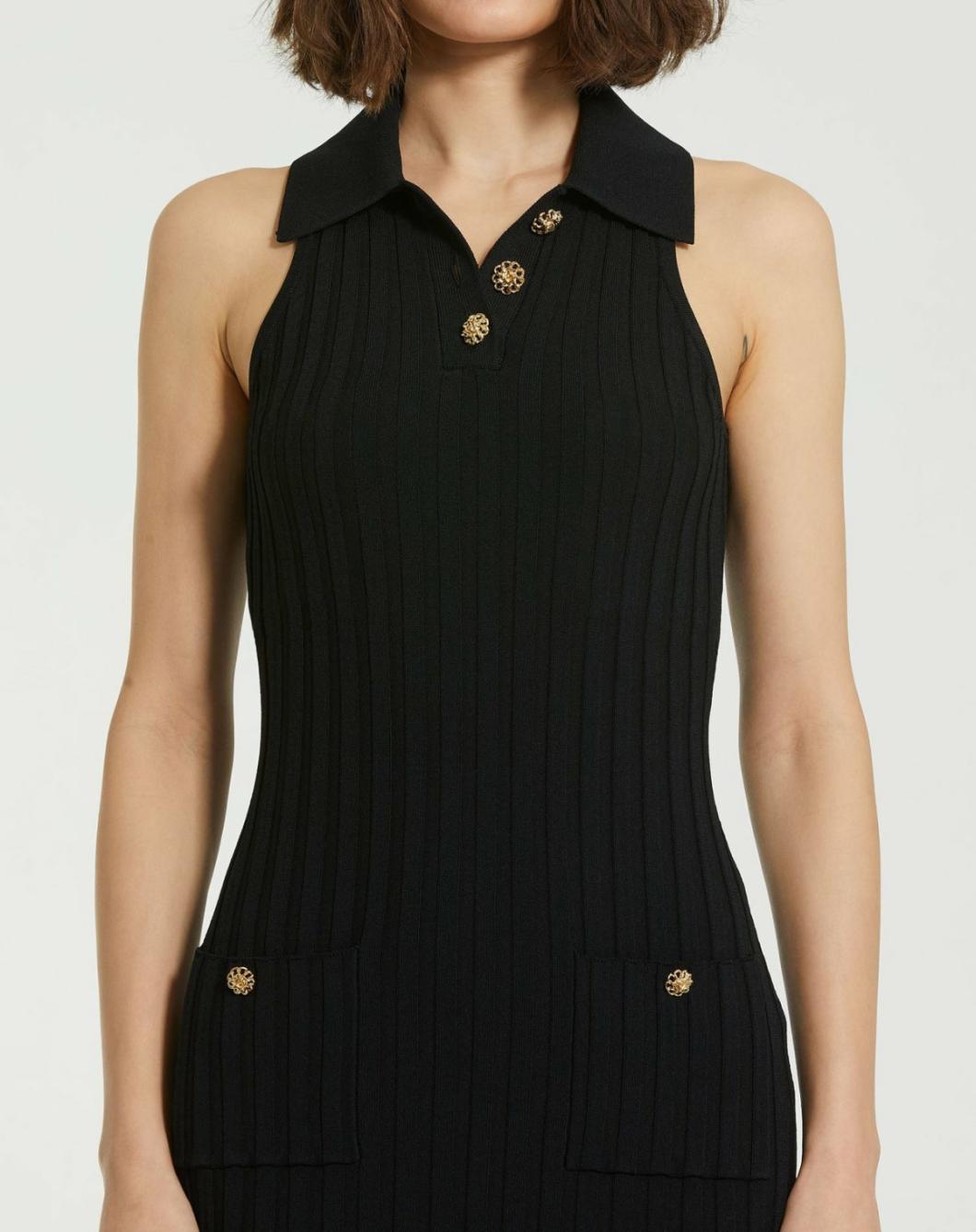 Daytime Dresses | Women Mac Duggal Rib Knit Collared Sleeveless Fitted Maxi Dress - FINAL SALE Black