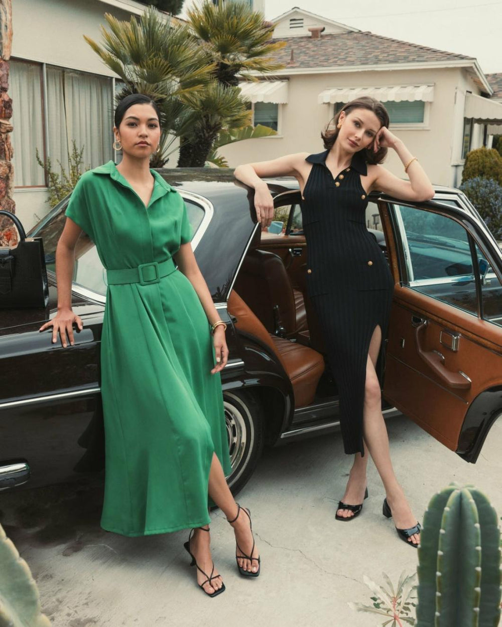 Daytime Dresses | Women Mac Duggal Rib Knit Collared Sleeveless Fitted Maxi Dress - FINAL SALE Black