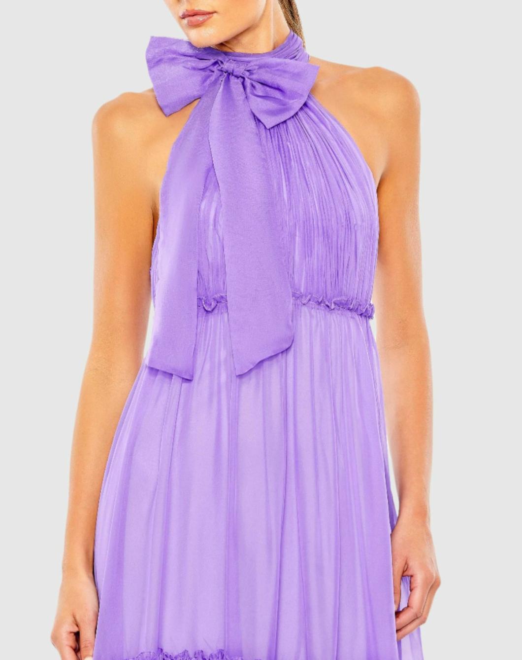 Daytime Dresses | Women Mac Duggal Ruched Tiered High Neck Bow A Line Gown Red