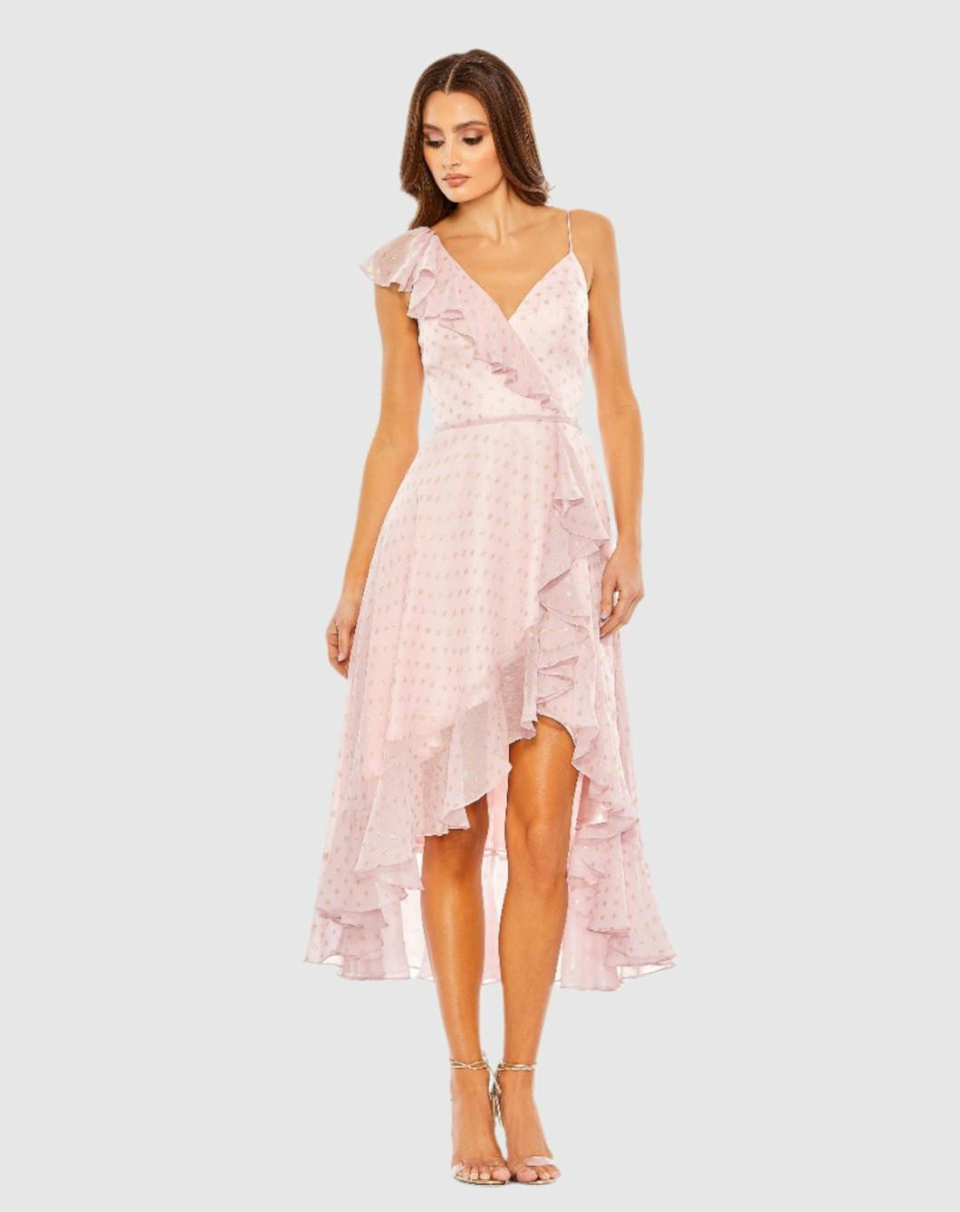 Daytime Dresses | Women Mac Duggal Ruffled Faux Wrap Midi Dress Blush Gold