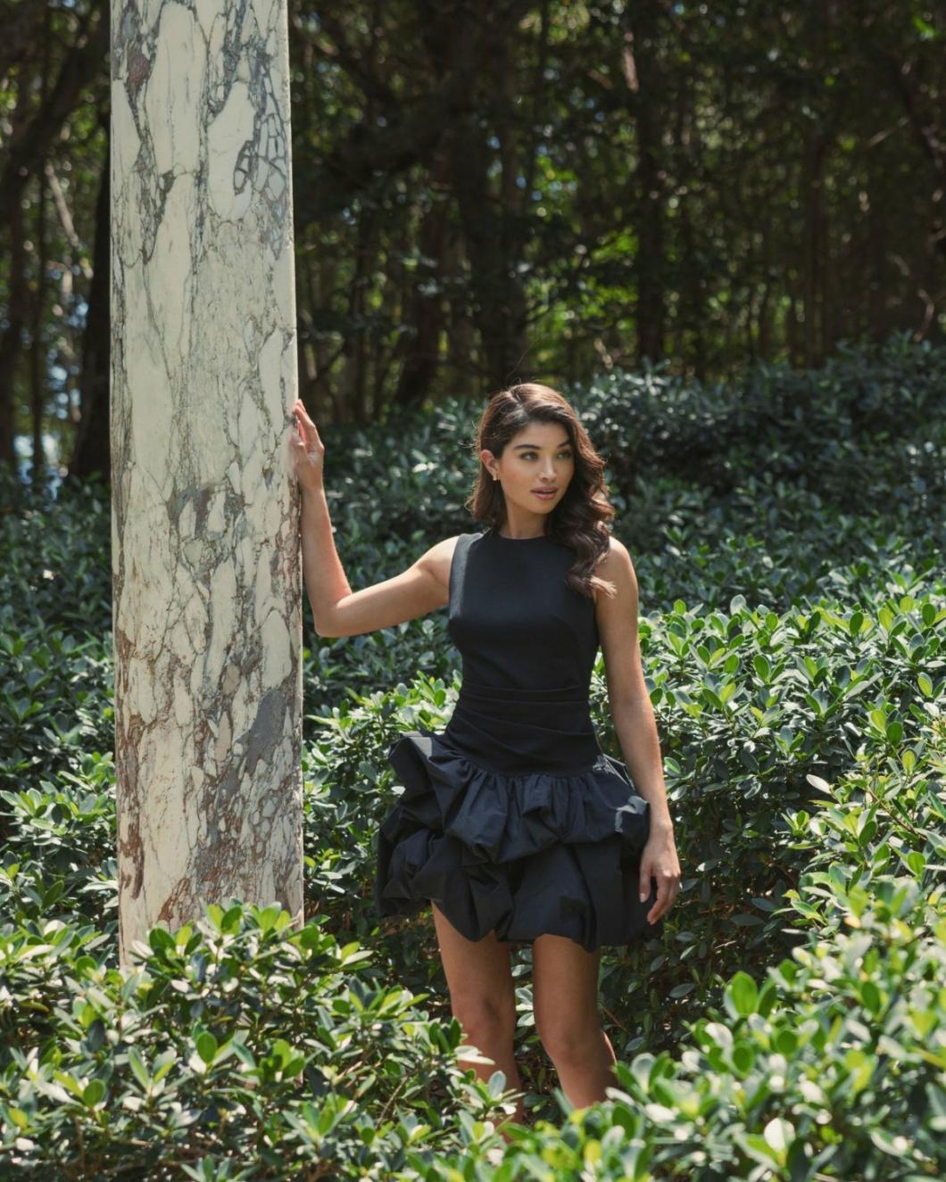 Daytime Dresses | Women Mac Duggal Sleeveless Crepe Bubble Skirt Mini Dress Black