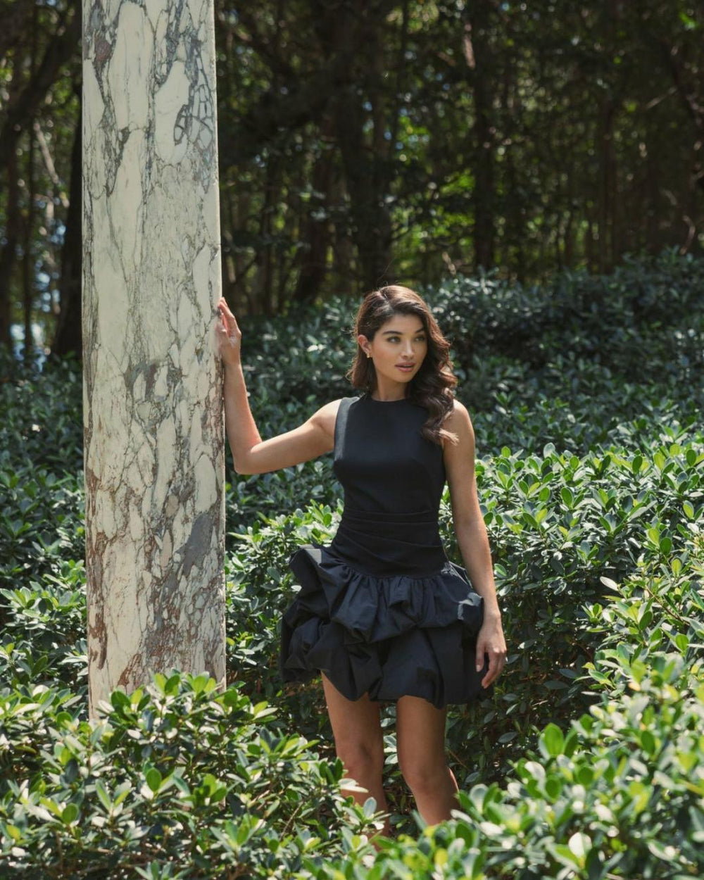 Daytime Dresses | Women Mac Duggal Sleeveless Crepe Bubble Skirt Mini Dress Black