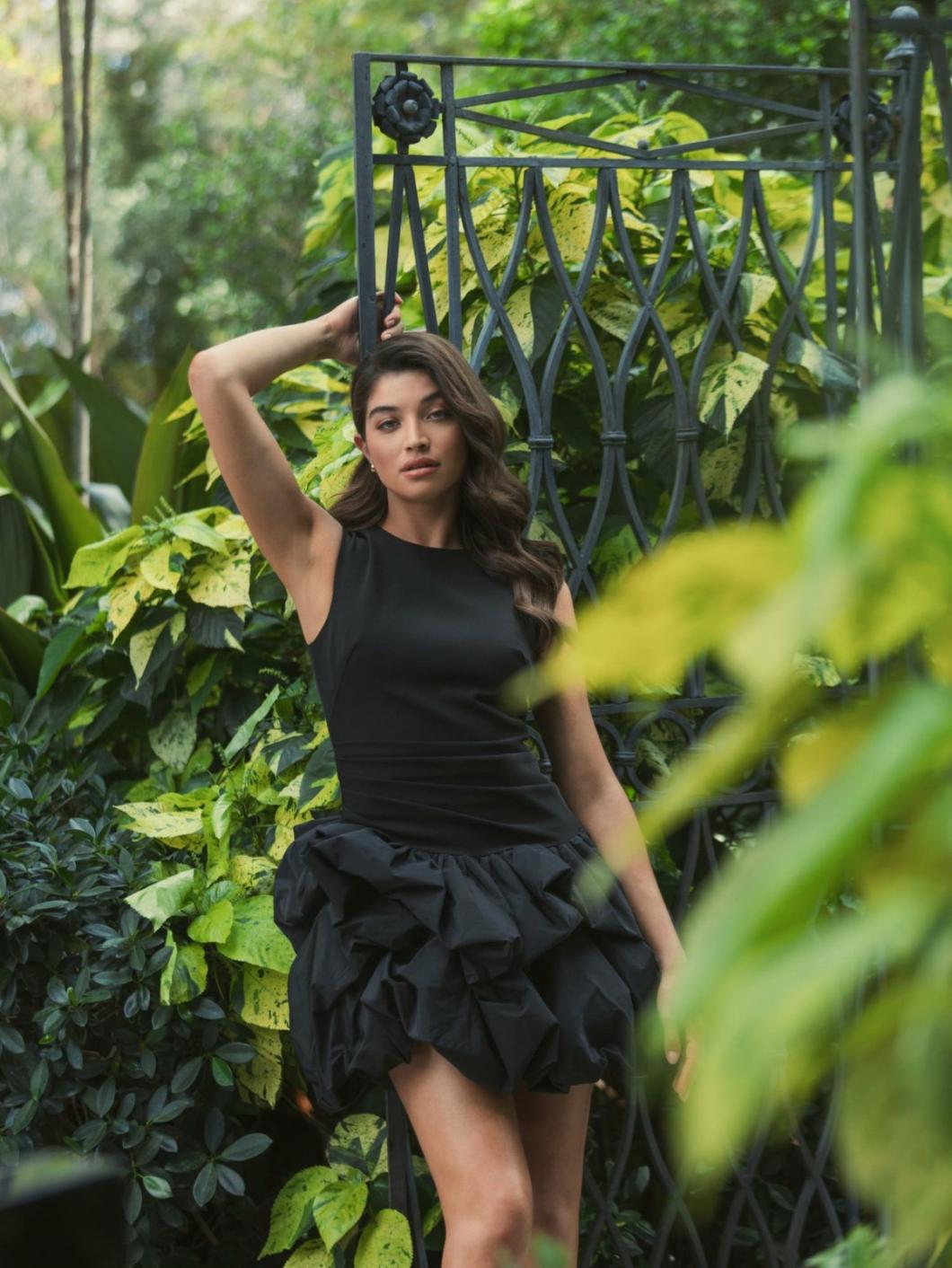 Daytime Dresses | Women Mac Duggal Sleeveless Crepe Bubble Skirt Mini Dress Black