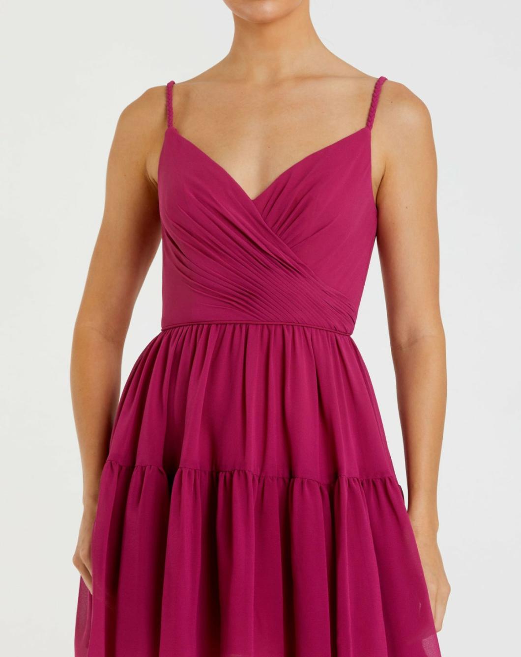 Daytime Dresses | Women Mac Duggal Spaghetti Strap Faux Wrap Dress Fuchsia