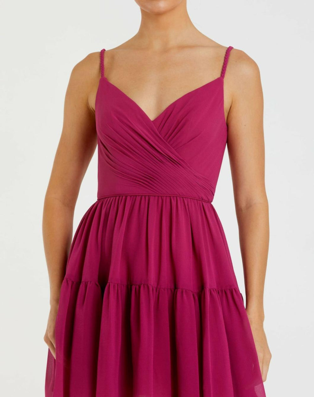 Daytime Dresses | Women Mac Duggal Spaghetti Strap Faux Wrap Dress Fuchsia