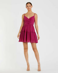 Daytime Dresses | Women Mac Duggal Spaghetti Strap Faux Wrap Dress Fuchsia