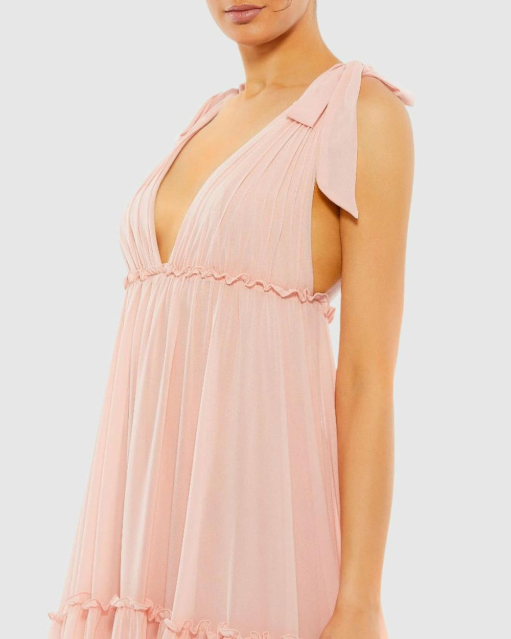 Daytime Dresses | Women Mac Duggal Tiered V-Neck Plunging Maxi Dress - FINAL SALE Blush