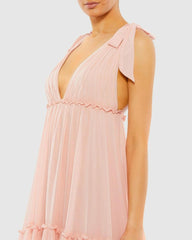 Daytime Dresses | Women Mac Duggal Tiered V-Neck Plunging Maxi Dress - FINAL SALE Blush