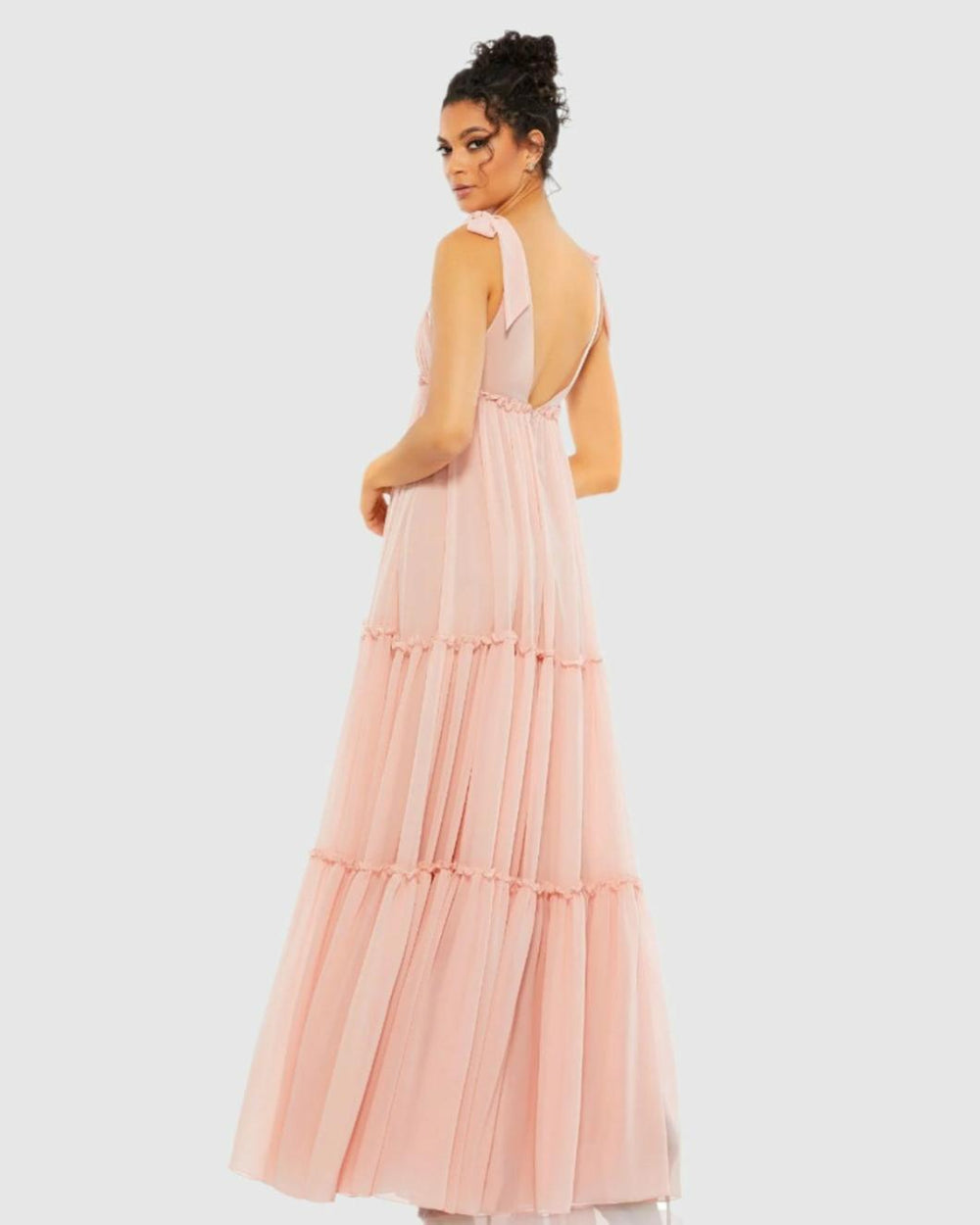 Daytime Dresses | Women Mac Duggal Tiered V-Neck Plunging Maxi Dress - FINAL SALE Blush