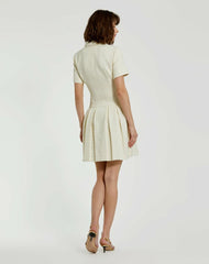 Daytime Dresses | Women Mac Duggal Tweed Short Sleeve Blazer Mini Dress Cream