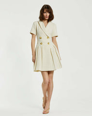 Daytime Dresses | Women Mac Duggal Tweed Short Sleeve Blazer Mini Dress Cream