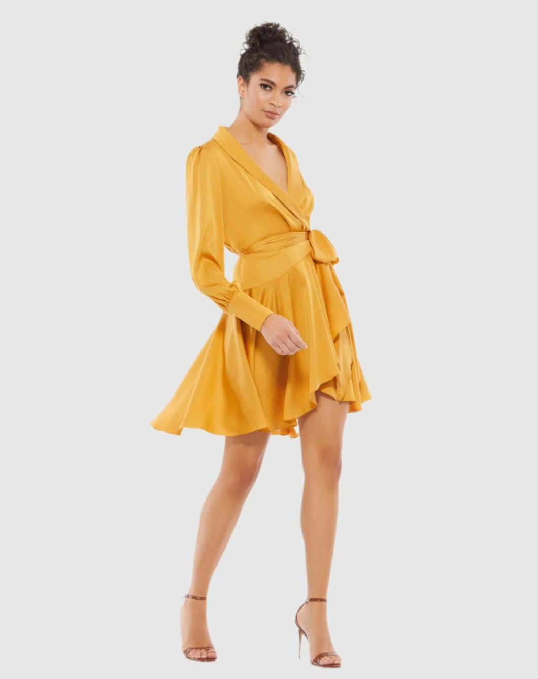 Daytime Dresses | Women Mac Duggal Yellow Short Wrap Dress Marigold