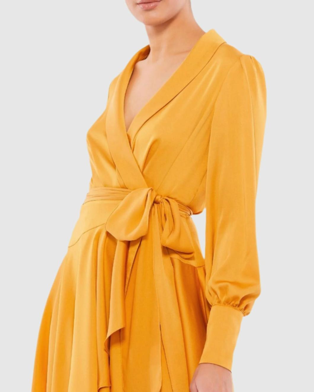 Daytime Dresses | Women Mac Duggal Yellow Short Wrap Dress Marigold