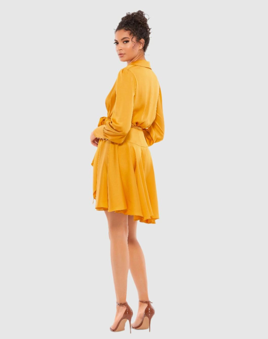 Daytime Dresses | Women Mac Duggal Yellow Short Wrap Dress Marigold
