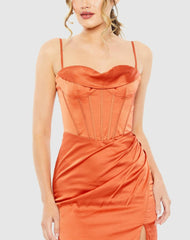 Evening Gowns | Women Mac Duggal Bustier Side Ruched Bodycon Gown Burnt Orange