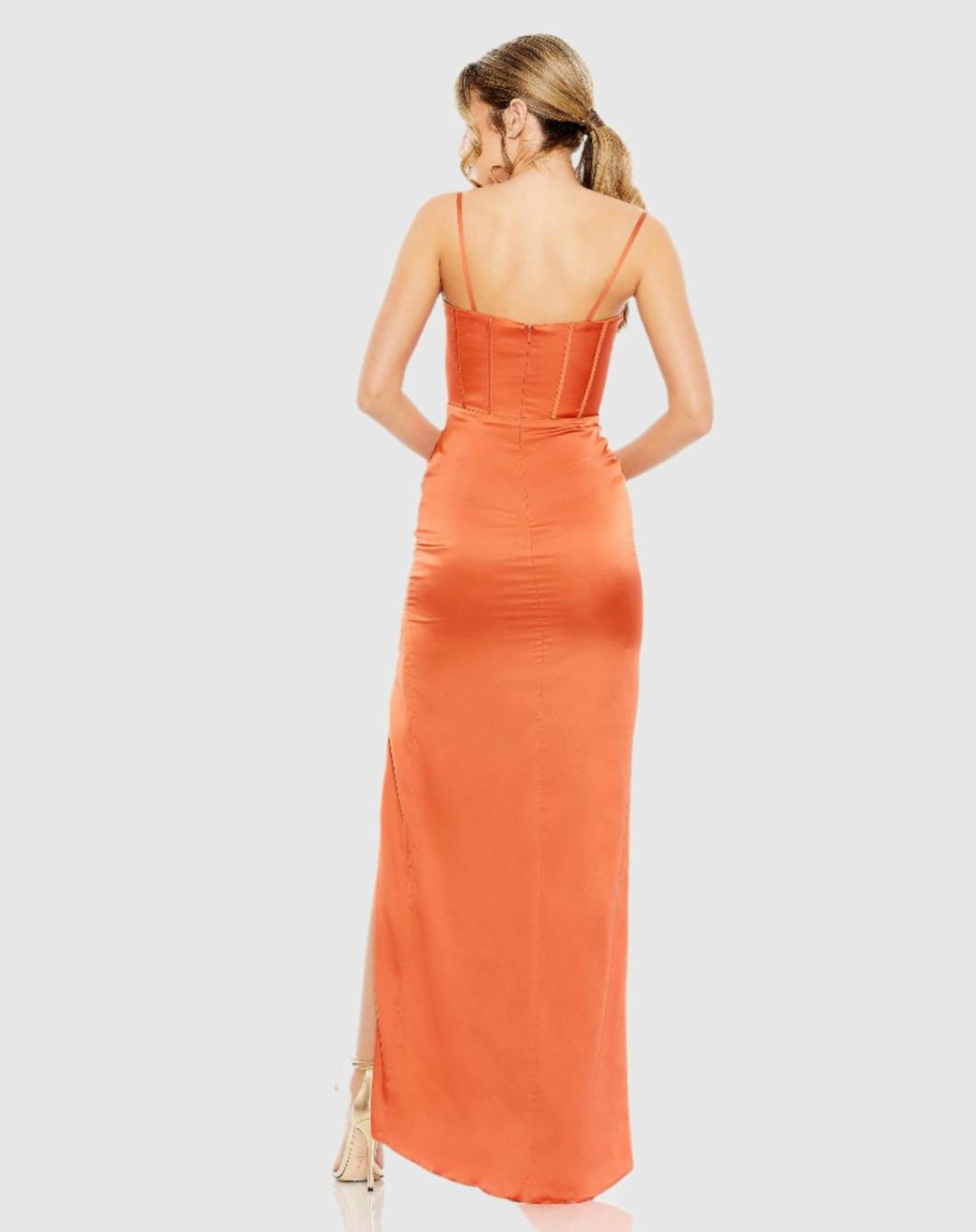 Evening Gowns | Women Mac Duggal Bustier Side Ruched Bodycon Gown Burnt Orange