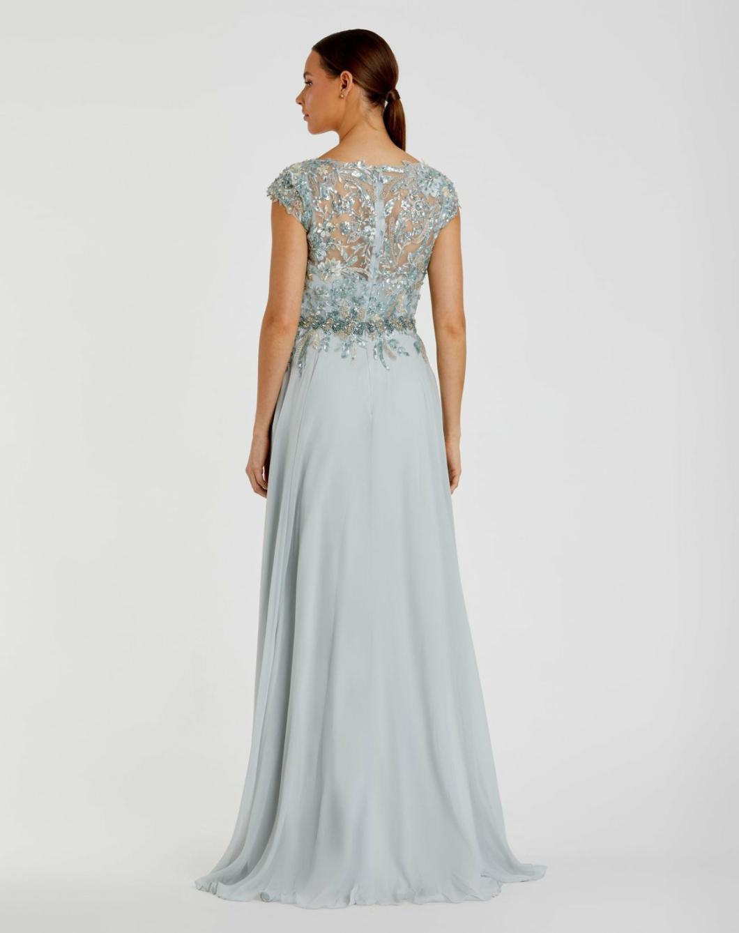 Evening Gowns | Women Mac Duggal Embellished Cap Sleeve Bodice Flowy Gown Seamist