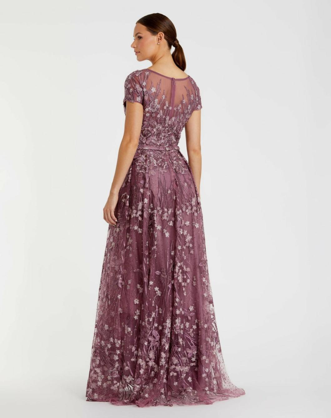 Evening Gowns | Women Mac Duggal Embellished Floral Cap Sleeve A Line Gown Wisteria