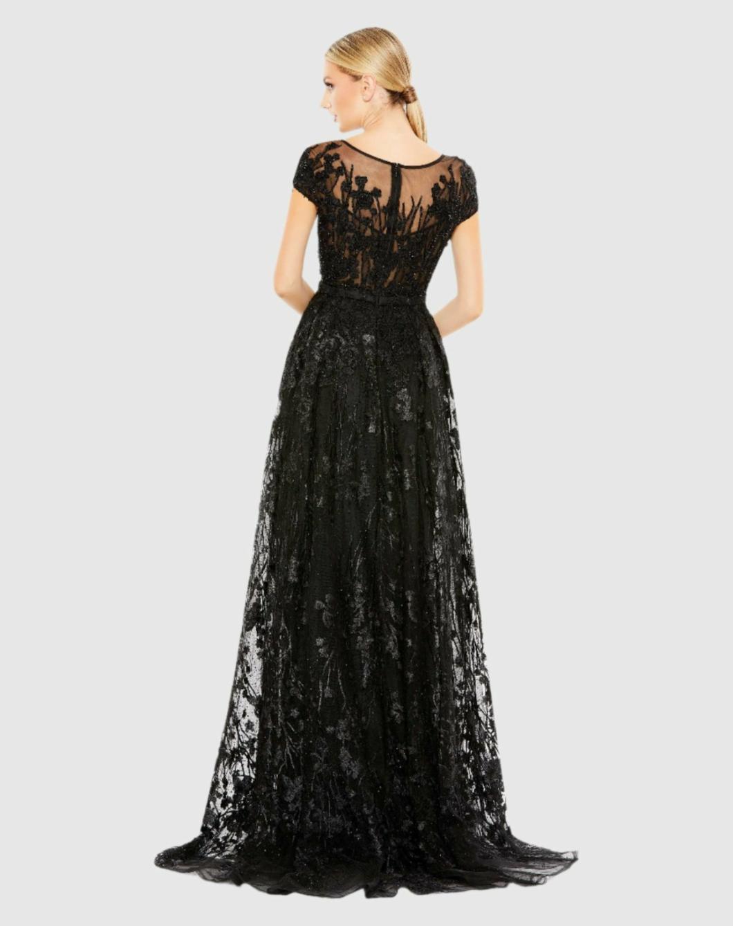 Evening Gowns | Women Mac Duggal Embellished Floral Cap Sleeve A Line Gown Wisteria
