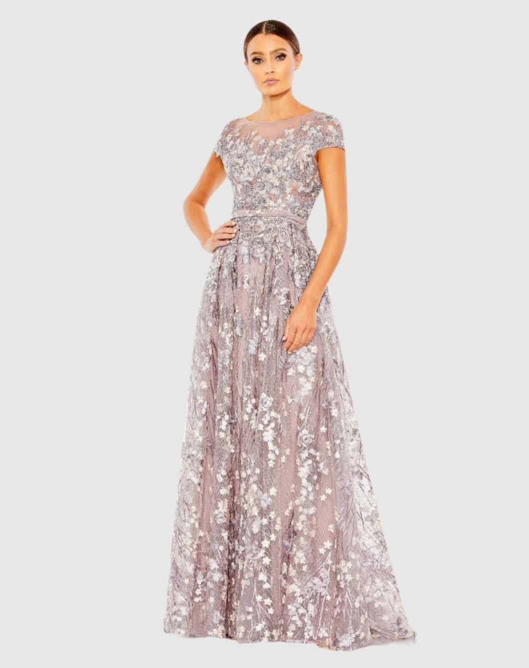 Evening Gowns | Women Mac Duggal Embellished Floral Cap Sleeve A Line Gown Wisteria