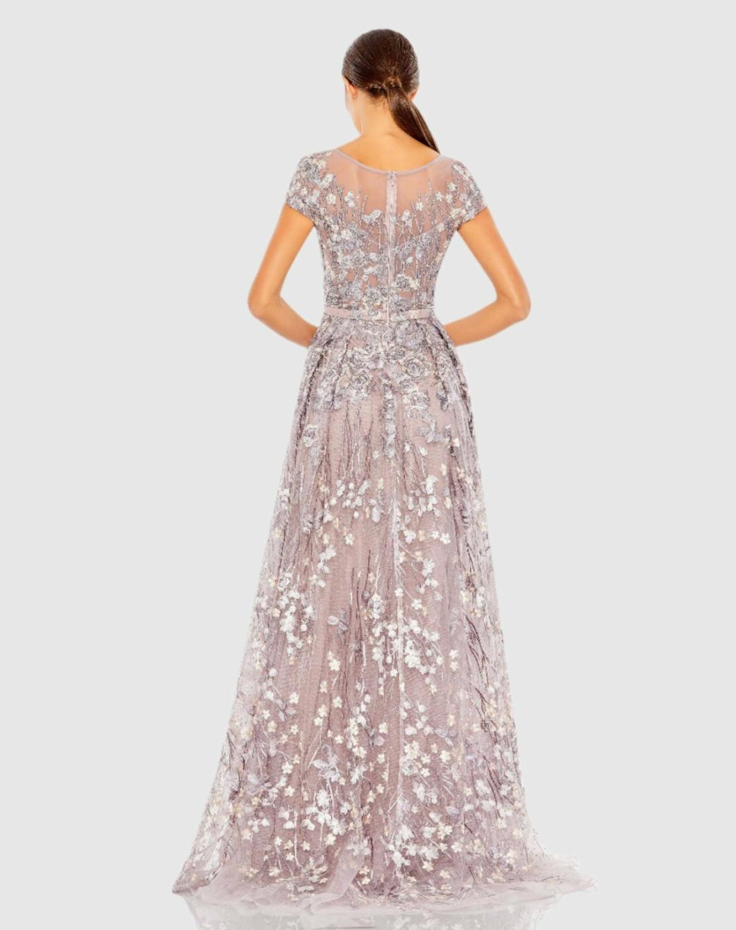 Evening Gowns | Women Mac Duggal Embellished Floral Cap Sleeve A Line Gown Wisteria
