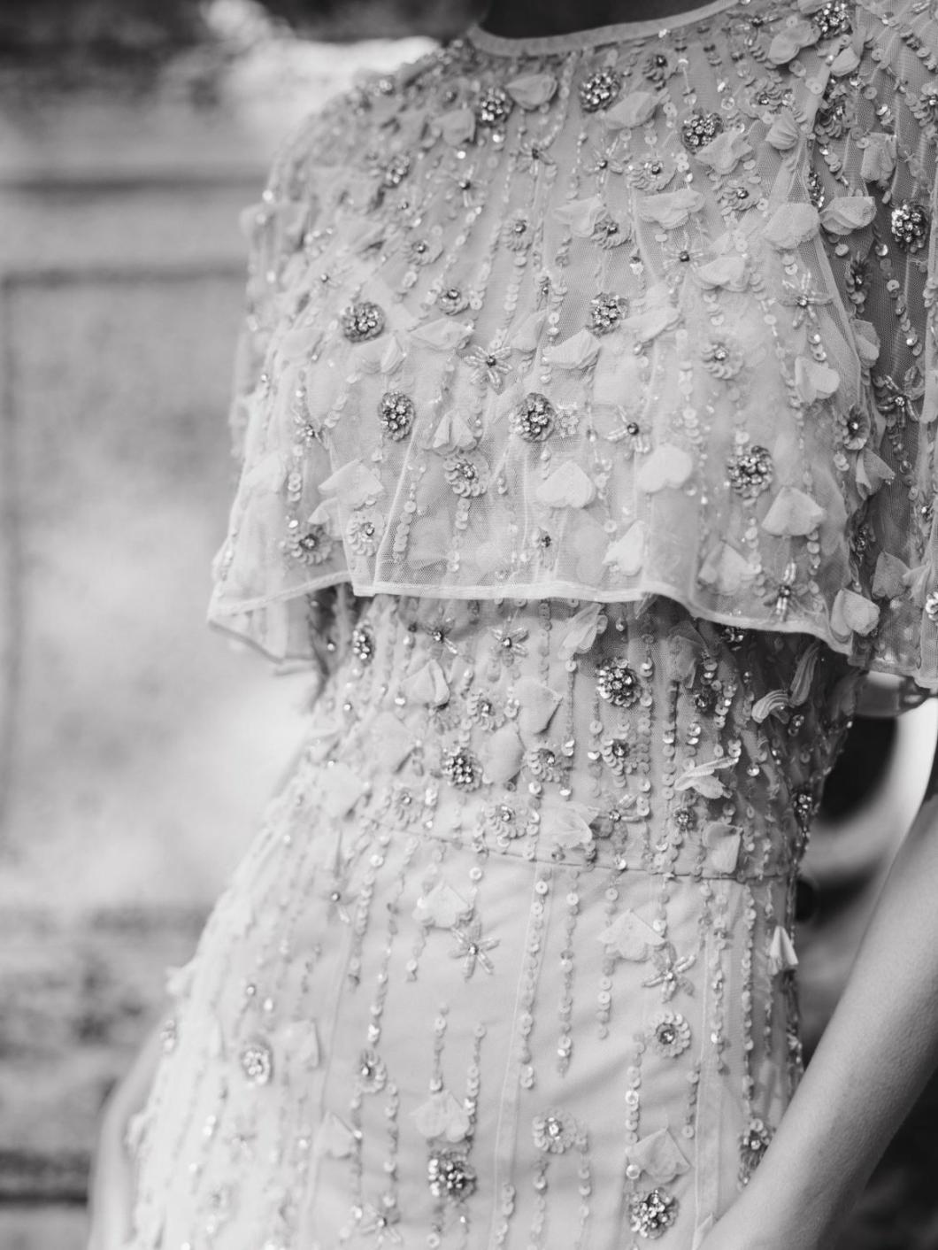 Evening Gowns | Women Mac Duggal Embellished Illusion Cape Sleeve Trumpet Gown Midnight