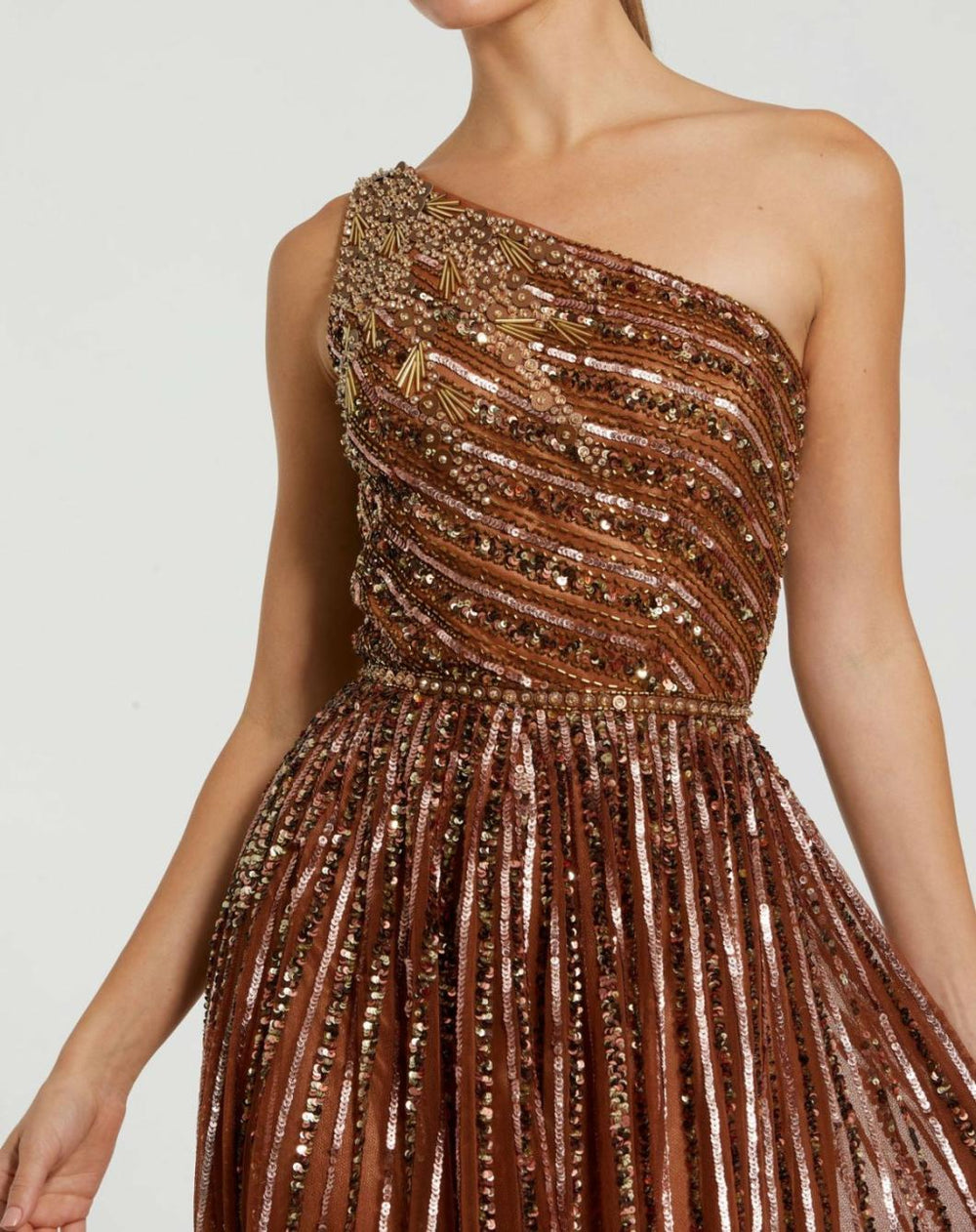 Evening Gowns | Women Mac Duggal Embellished One Shoulder A-Line Gown Copper